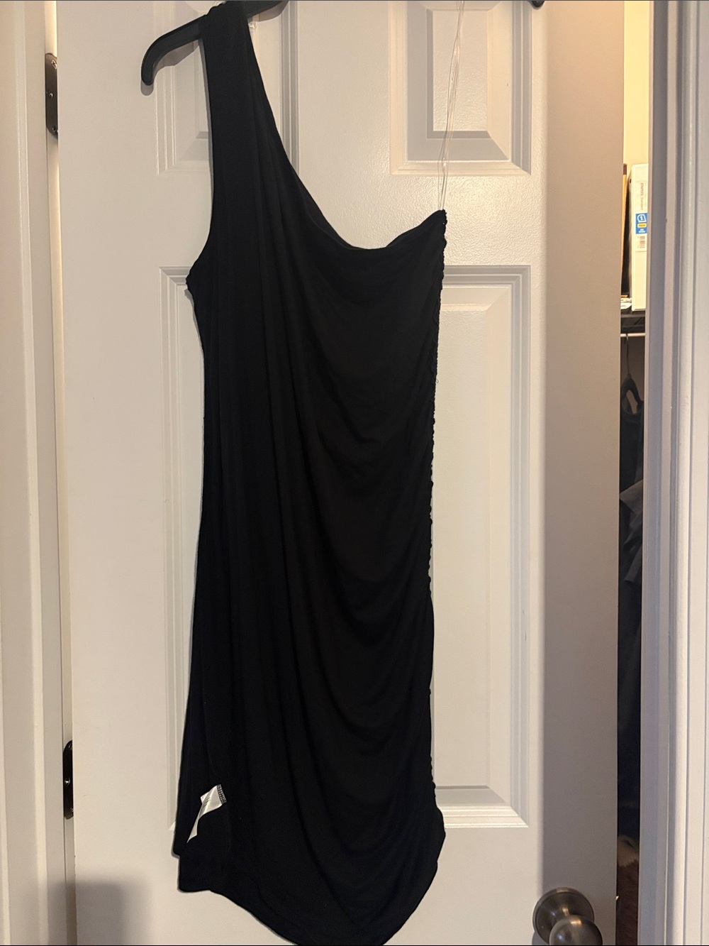 a new day One-Shoulder Black Draped Evening Dress